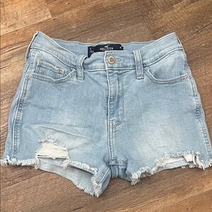 Hollister Women's Distressed Light Blue Jean Shorts